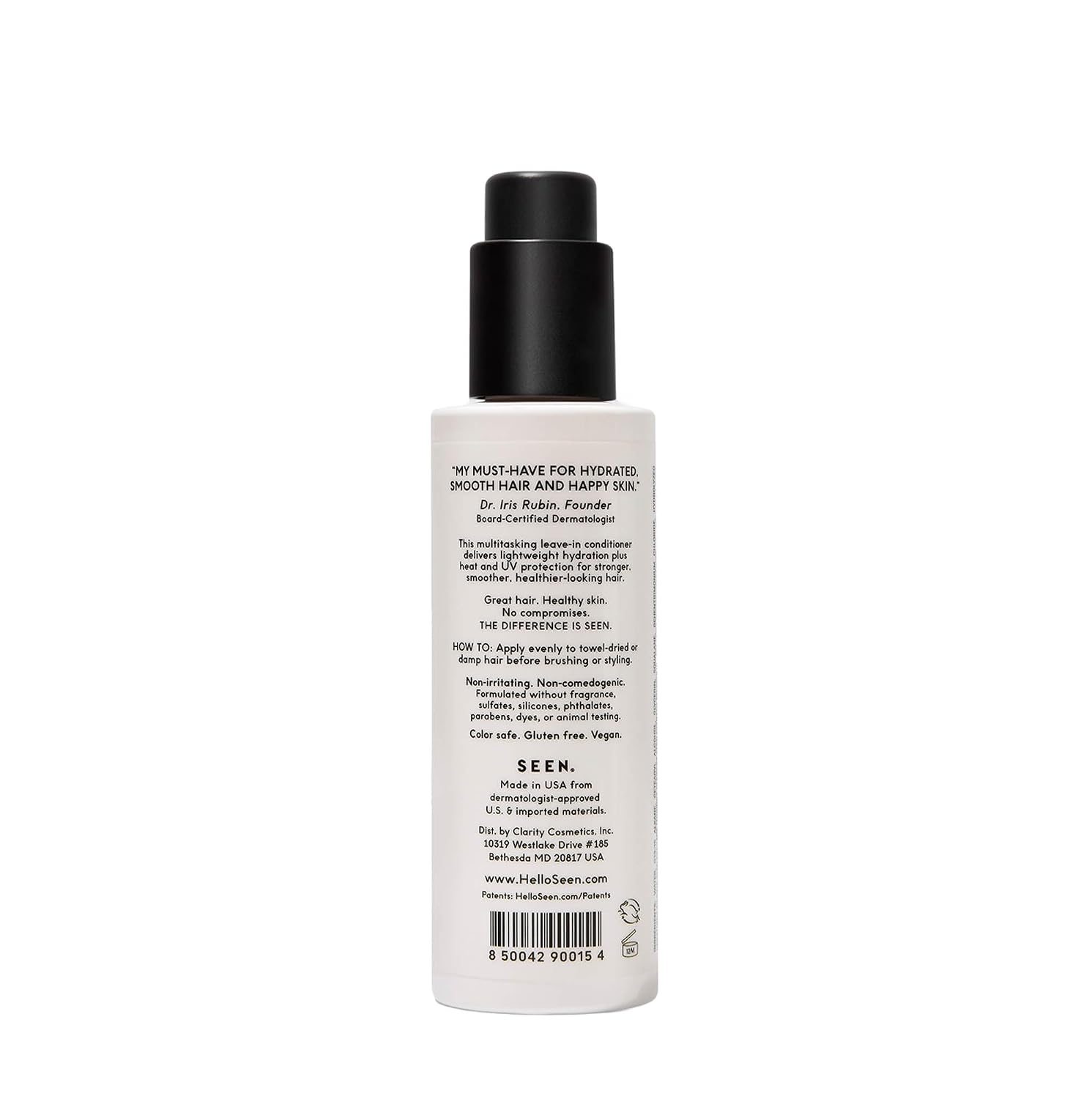 SEEN Leave-In Conditioner, Fragrance Free - Leave-In Hair Conditioner & Heat Protectant - Detangles & Hydrates- Formulated without Parabens, Sulfates or Phthalate