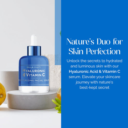 Bella Beauty Hyaluronic Acid & Vitamin C Moisturizing Facial Serum - Hydrating, Reduces Fine Lines & Wrinkles - Dermatologist Tested, Korean Skin Care for All Skin Types - 1.69 Fl. Oz (2 Pack)