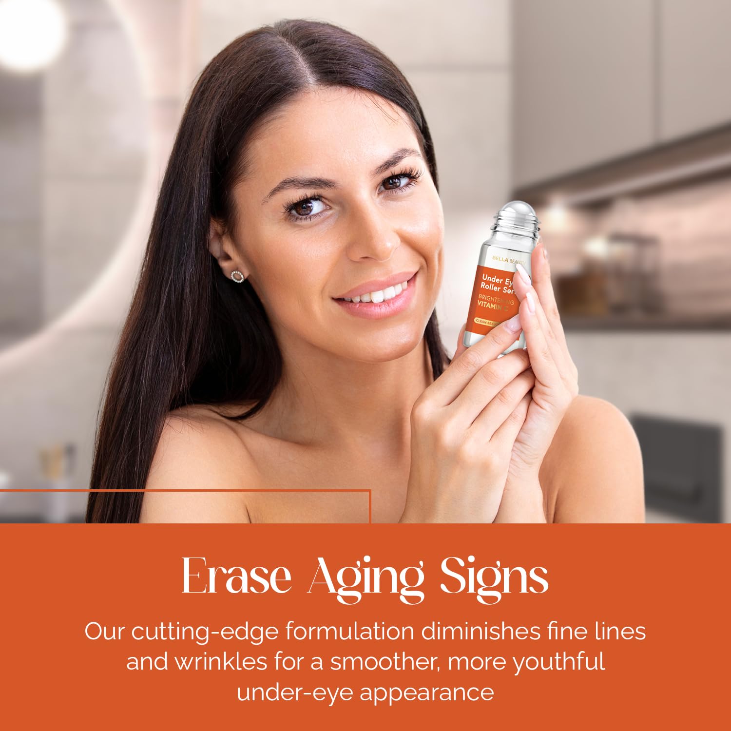 Bella Beauty Vitamin C Under Eye Roller Serum - Dermatologist Tested, Anti Aging, Korean Skin Care - Helps Minimize Dark Circles, Puffiness, Fine Lines - Vegan, Clean Beauty, Cruelty Free - Pack of 2