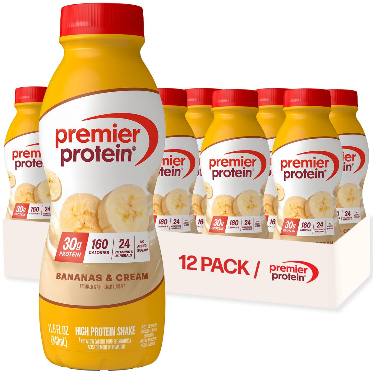 Premier Protein 30g High Protein Shake, Peaches & Cream, 12 Pack