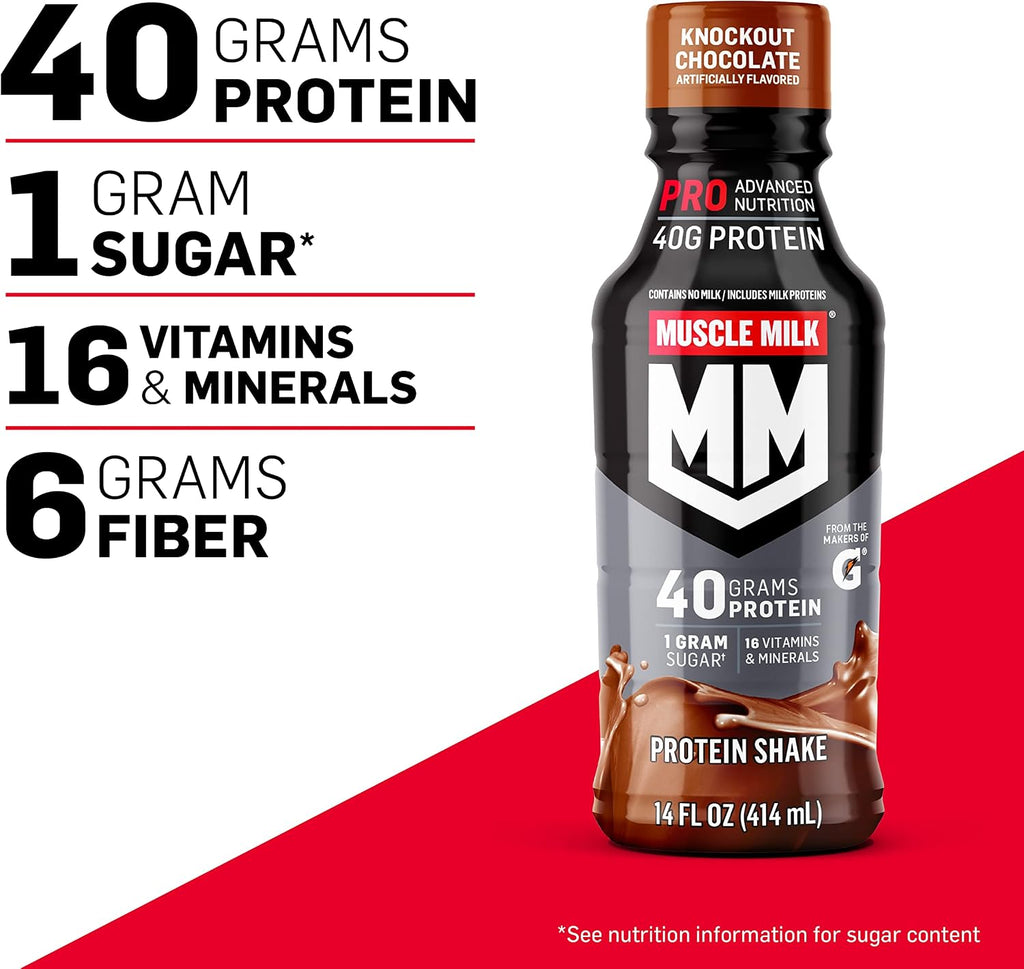 Muscle Milk Pro Advanced Nutrition Protein Shake, Intense Vanilla, 14 Fl Oz Bottle, 12 Pack, 40g Protein, 1g Sugar, 16 Vitamins & Minerals, 6g Fiber, Workout Recovery, Packaging May Vary