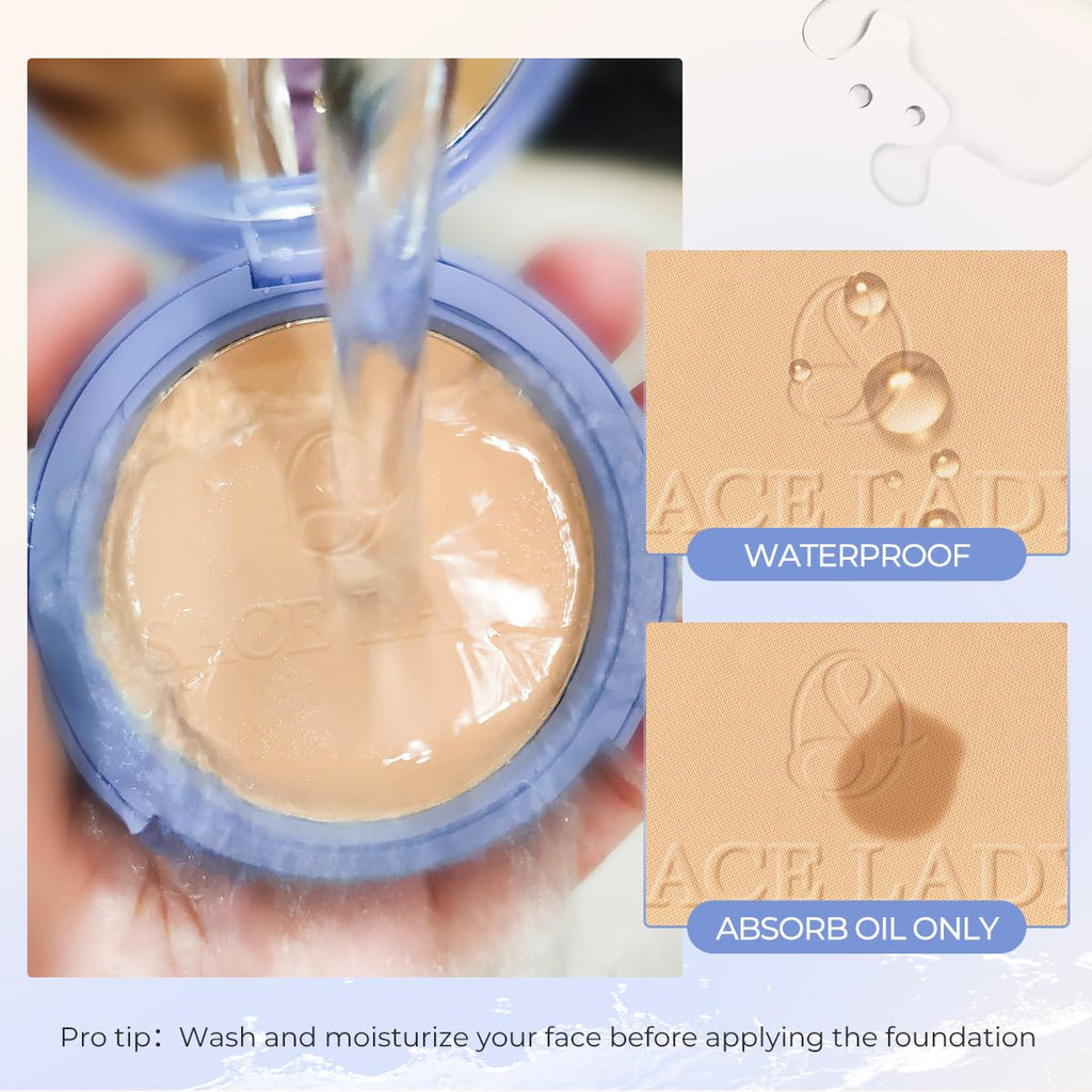 SACE LADY Face Powder Waterproof Sets Makeup, Controls Shine, Smooth Fine Lines for Flawless Lightweight Finish, Long Lasting Matte Compact Setting Powder Cosmetics Cruelty-free, 0.35oz (#02)