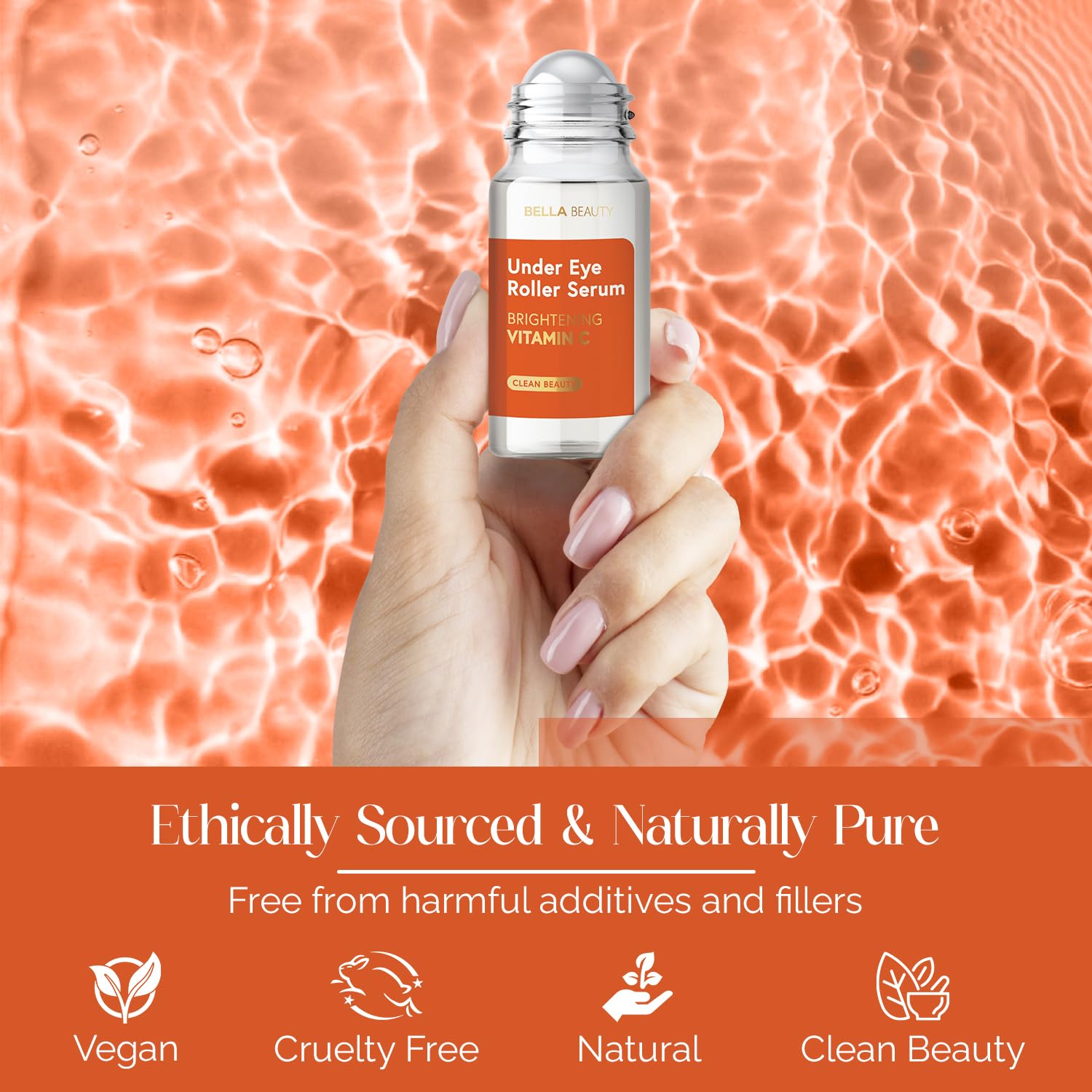 Bella Beauty Vitamin C Under Eye Roller Serum - Dermatologist Tested, Anti Aging, Korean Skin Care - Helps Minimize Dark Circles, Puffiness, Fine Lines - Vegan, Clean Beauty, Cruelty Free - Pack of 2