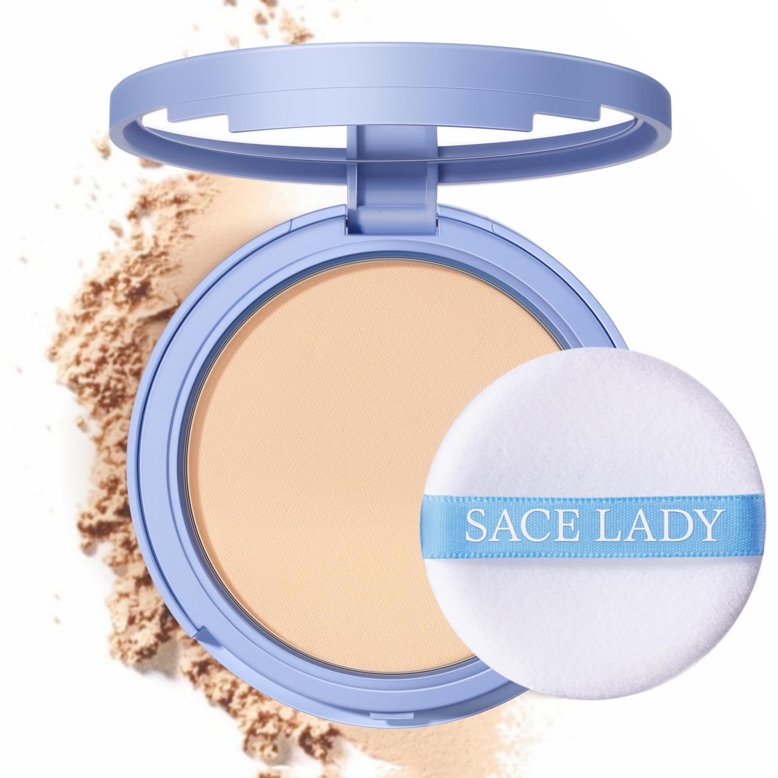SACE LADY Face Powder Waterproof Sets Makeup, Controls Shine, Smooth Fine Lines for Flawless Lightweight Finish, Long Lasting Matte Compact Setting Powder Cosmetics Cruelty-free, 0.35oz (#02)