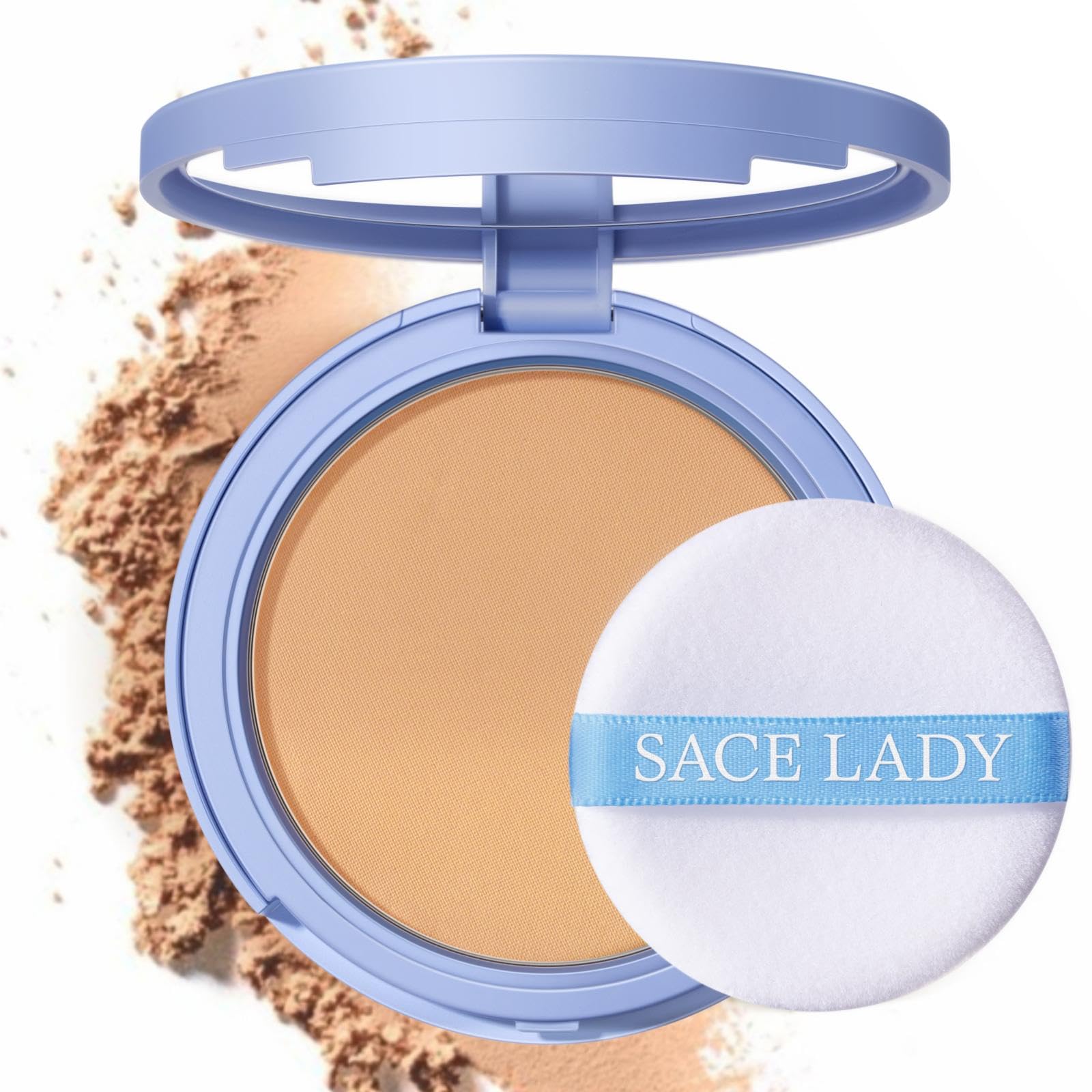 SACE LADY Face Powder Waterproof Sets Makeup, Controls Shine, Smooth Fine Lines for Flawless Lightweight Finish, Long Lasting Matte Compact Setting Powder Cosmetics Cruelty-free, 0.35oz (#02)