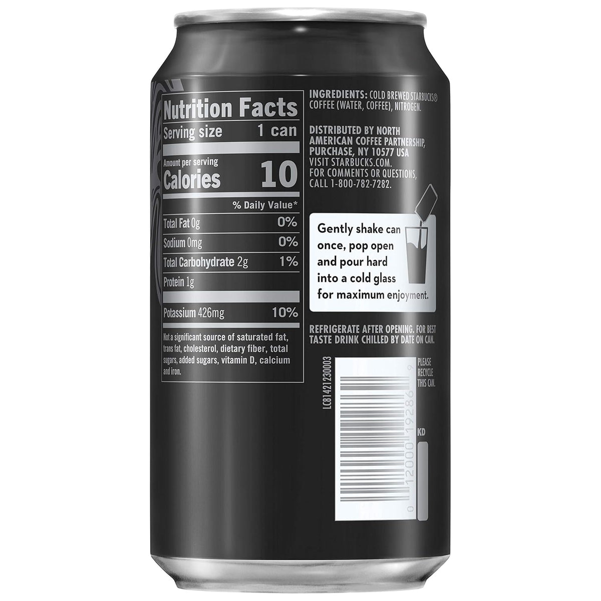Starbucks - RTD Coffee Nitro Cold Brew, Black Unsweetened, 9.6 fl oz Cans (8 Pack), Iced Coffee, Cold Brew Coffee, Coffee Drink